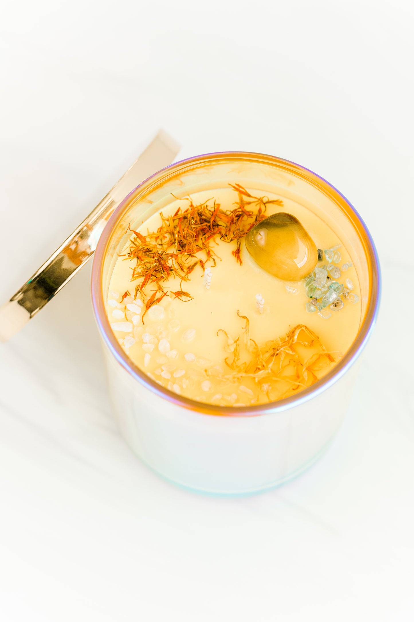 Hemp-Infused Crystal Affirmation Candle | LOVE FLOWS TO ME.